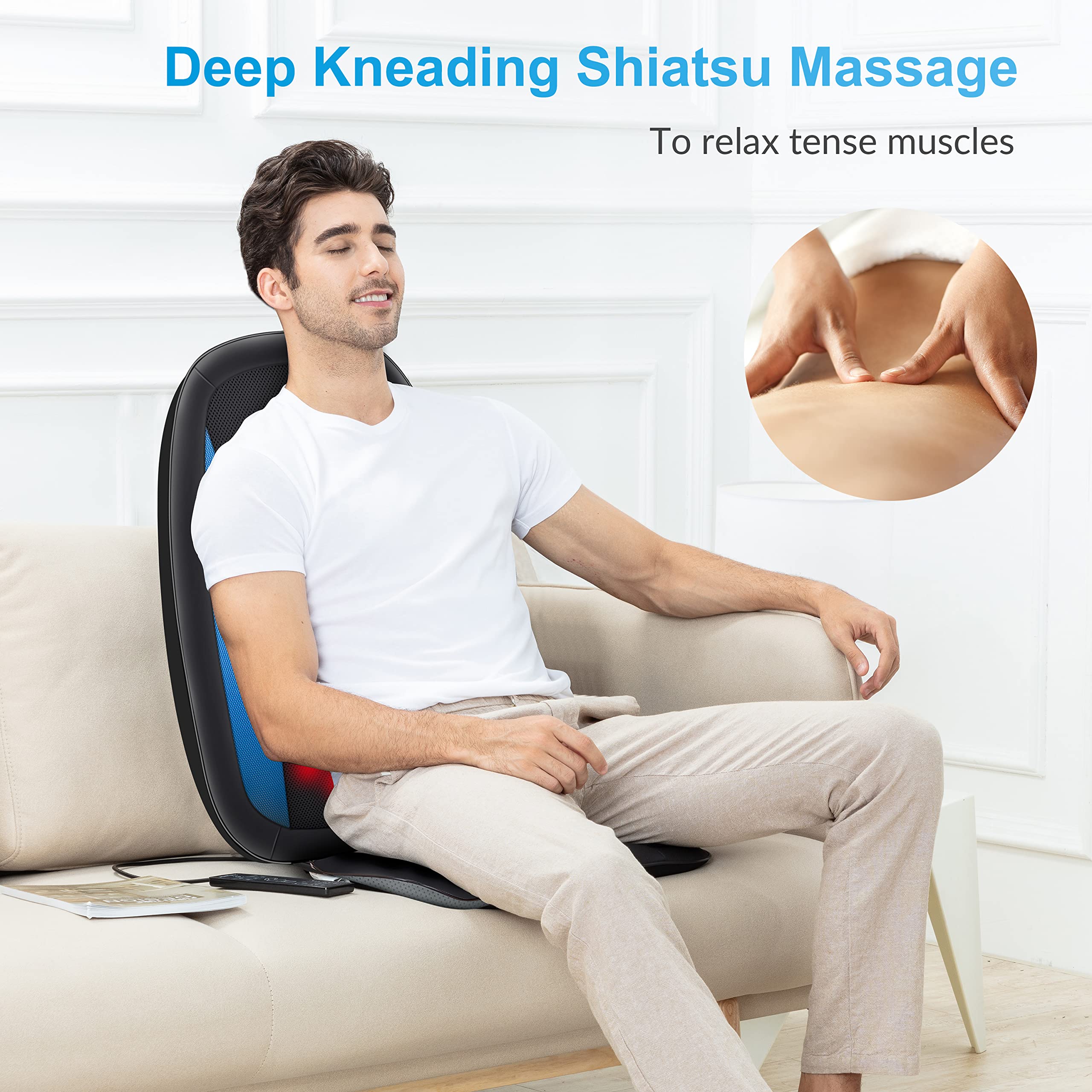 Comfier Shiatsu Back Massager With Heat  Deep Tissue Kneading Massage Seat Cushion, Massage Chair Pad For Full Back, Electric Bo